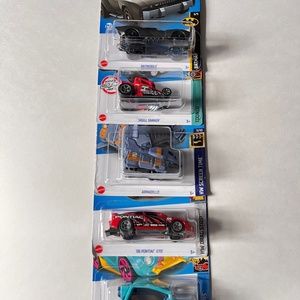 Hot Wheels lot of 5 cars Batmobile, Kick Kart, 06 Pontiac gto, Skull Shaker, Arm